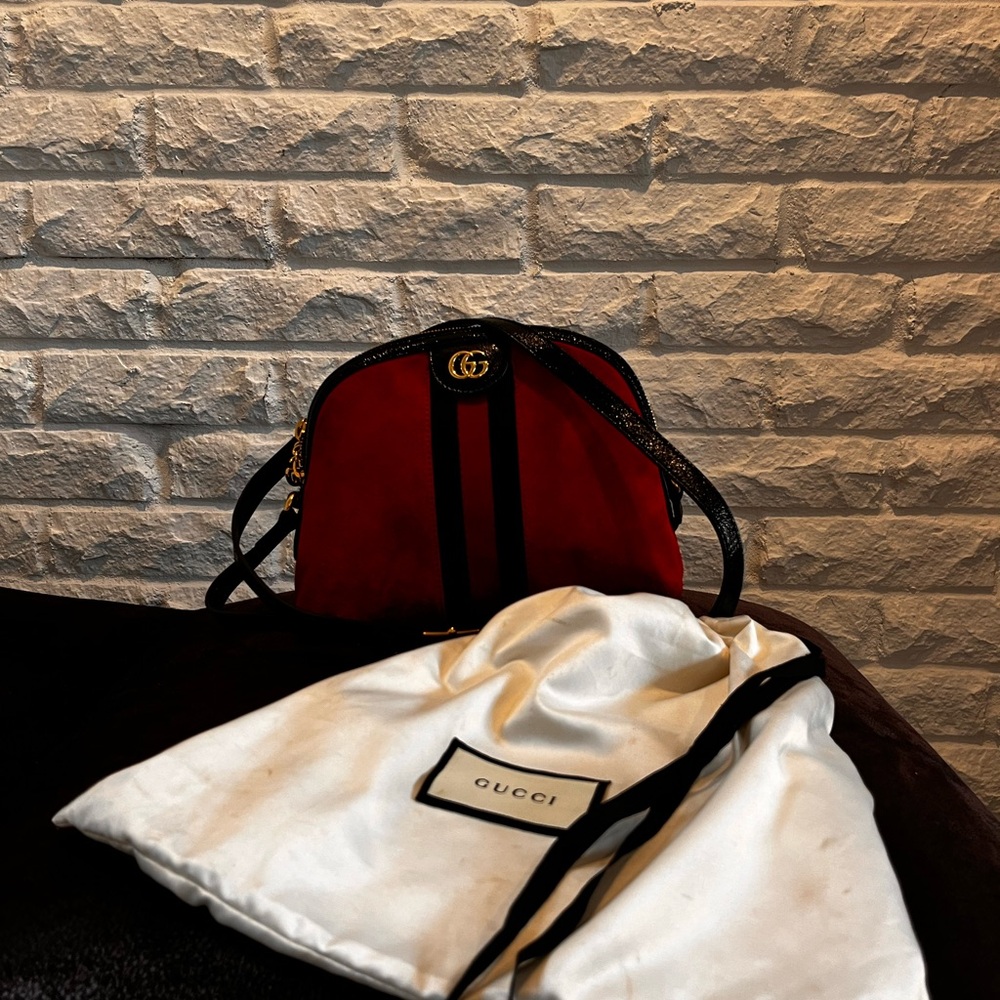 Gucci Vintage Red Suede – Small Ophidia Dome Crossbody Bag - Picture 3 of 17